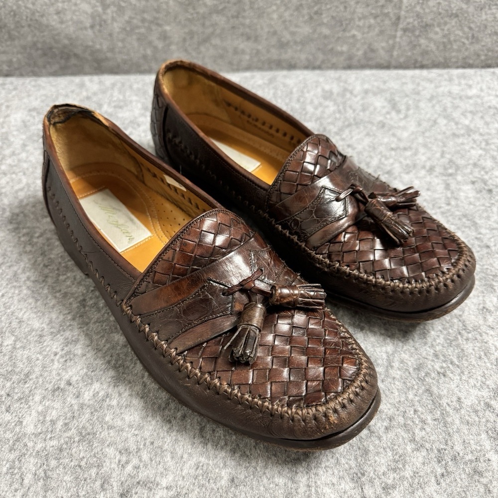 Mezlan Loafers 8.5 Brown Crocodile Leather Woven Tassel‎ Durango Spain